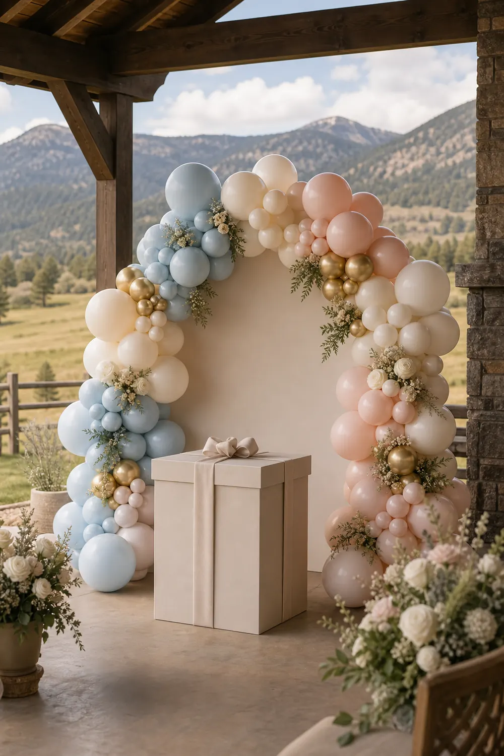 Gender reveal balloon backdrop
