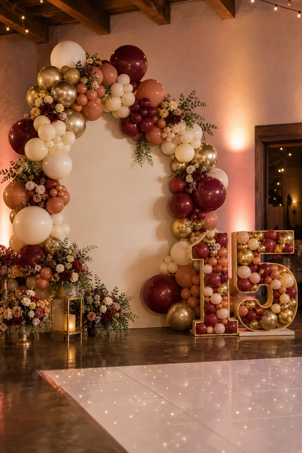 Quinceanera statement balloon installation